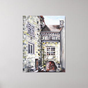 Ancient Fransk Castle från Watercolor Canvastryck