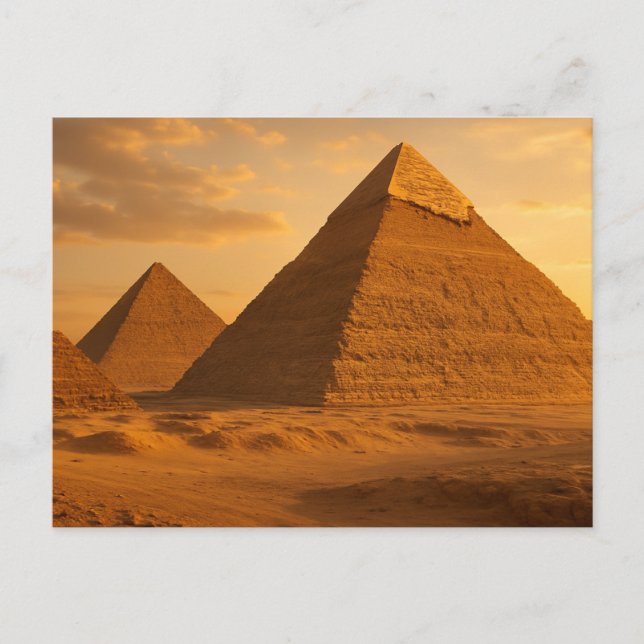 Ancient Giza Pyramids Golden Egyptian Postcard Vykort (Framsida)