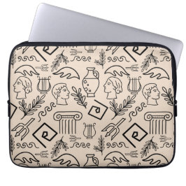 Ancient Greece Line Art Pattern Laptop Fodral
