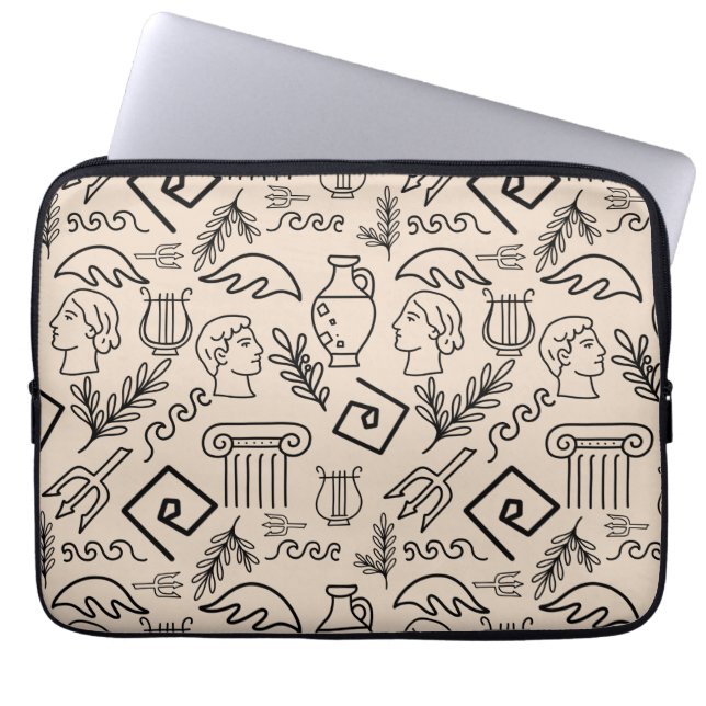 Ancient Greece Line Art Pattern Laptop Fodral (Framsidan)