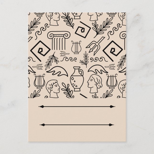 Ancient Greece Line Art Pattern Vykort (Framsida)