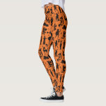 Ancient Greece Myths Girly Greck Zodiac Mönster Leggings<br><div class="desc">En zodiacal mönster i orange och svart med figurer baserat på antika grekiska myter. För zodiak,  astrologi och horoscope fläkt och experter.</div>