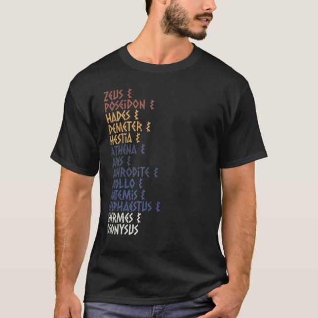 Ancient Greek God and Goddess Greek Mythology Myth T Shirt (Framsida)