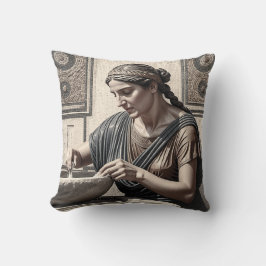 Ancient Greek Mosaic Woman Pillow Home Decor Kudde