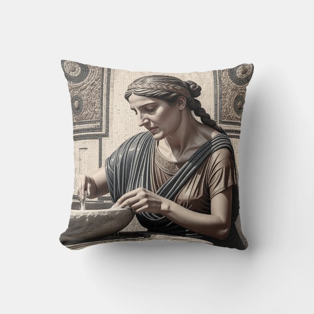 Ancient Greek Mosaic Woman Pillow Home Decor Kudde (Framsida)