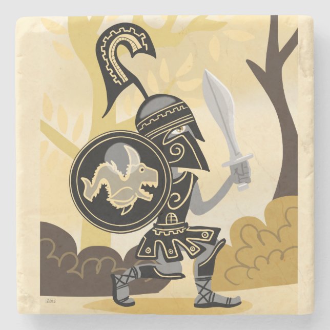 Ancient Grekiska Hoplite Stenunderlägg (Framsidan)