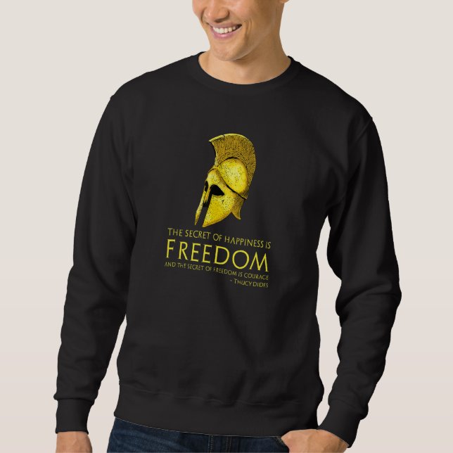 Ancient Grekiska Thucydides Quote Freedom Libertar Lång Ärmad Tröja (Framsida)