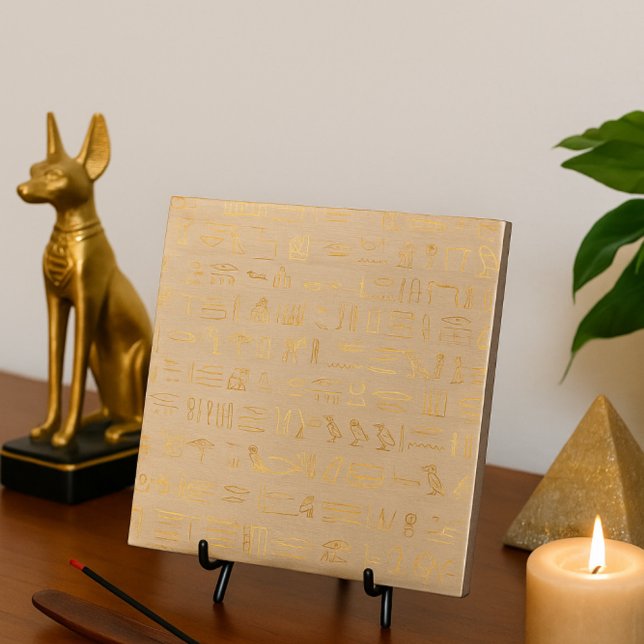 Ancient Guld Egyptian Hieroglyph Kakelplatta (Skapare uppladdad)