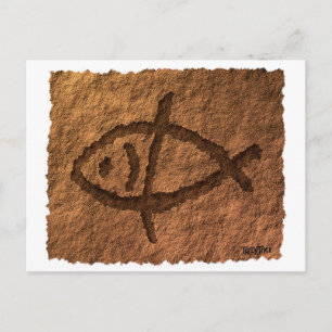 Ancient Hawaiian Fish Petroglyph Vykort