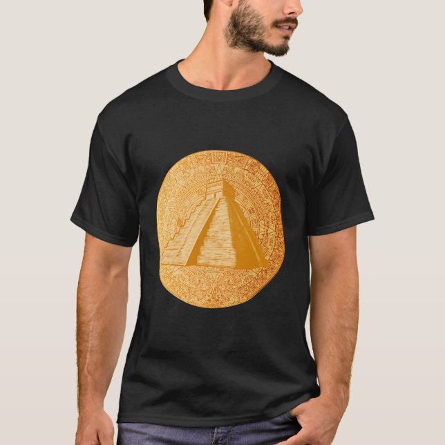 Ancient Helig Mayan Aztec Calendar Pyramid Geomet T Shirt (Framsida)
