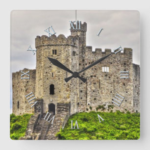 Ancient Historic Sites, Castle Ruins of Britain Fyrkantig Klocka