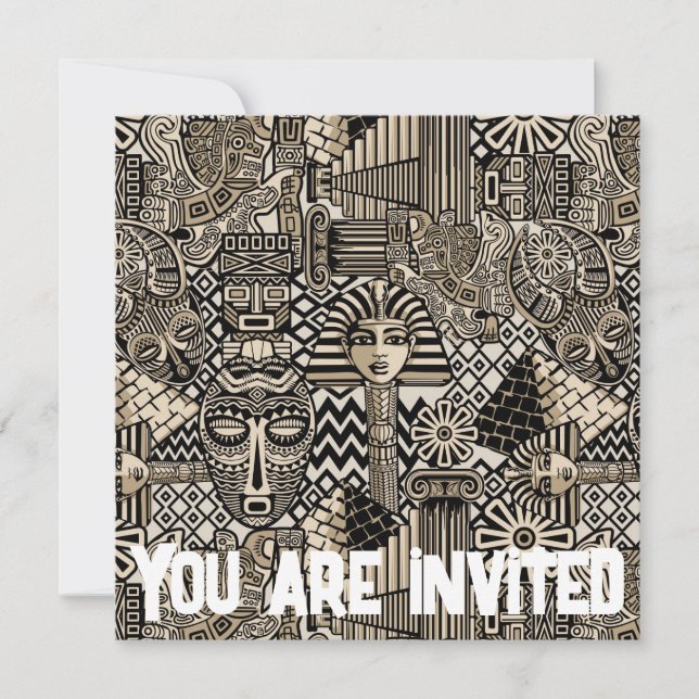 Ancient Historical Symbols Tatto Stil Inbjudningar (Framsida)