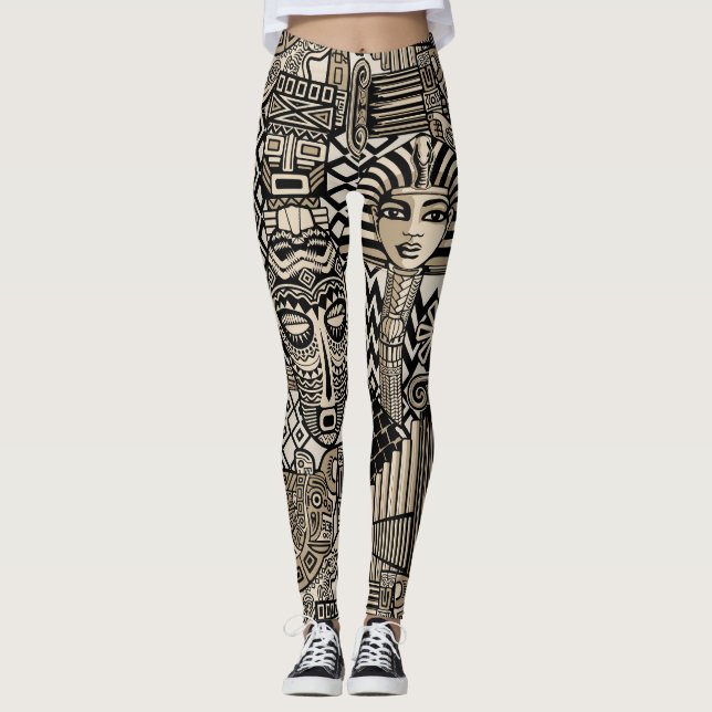 Ancient Historical Symbols Tatto Stil Leggings (Framsida)