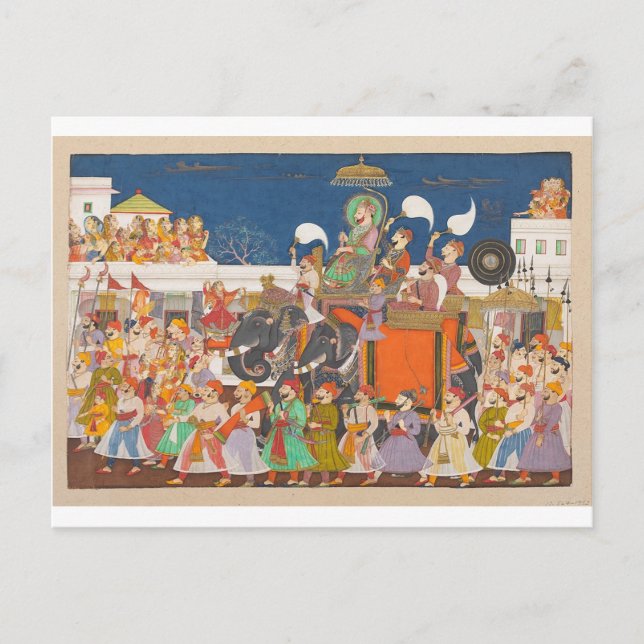 ANCIENT INDIA ROYAL ELEPHANT PROCESSION VYKORT (Framsida)