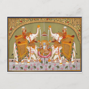 ANCIENT INDIAN PAINING LORD VISHNU HINDU GUDOM VYKORT