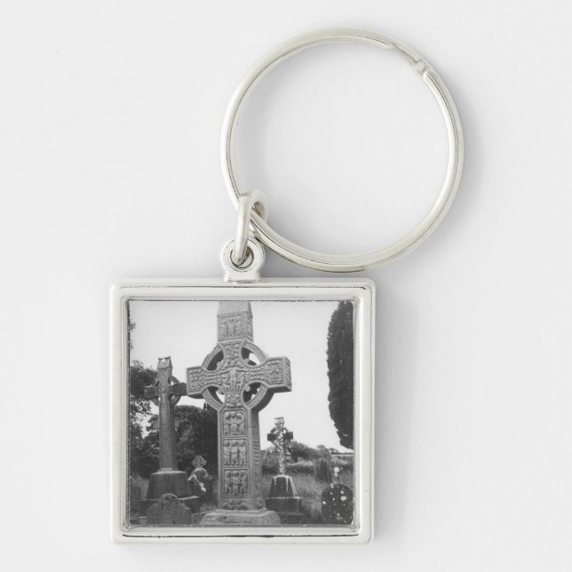 Ancient Ireland High Kor Fyrkantig Silverfärgad Nyckelring (Framsidan)