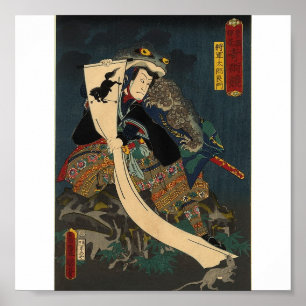 Ancient Japansk målning, Samurai med Tad Poster