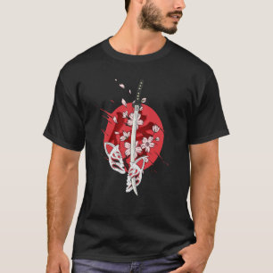 Ancient Japansk Samurai Katana Sword Cherry Bloss T Shirt