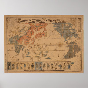 Ancient japansk världskarta poster