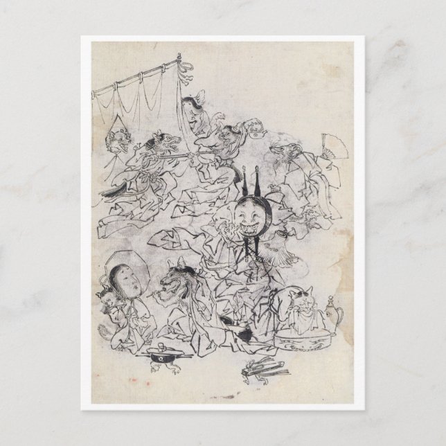 Ancient Japanska Teckning Vykort (Framsida)