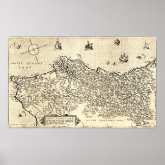 Ancient Karta i Portugal Poster