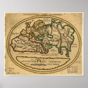 Ancient Karta i världen - okänt datum Poster