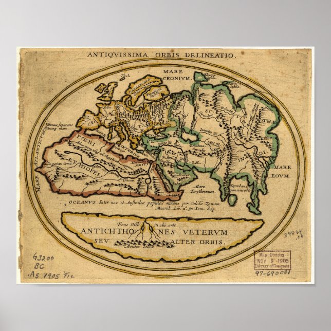 Ancient Karta i världen - okänt datum Poster (Framsidan)