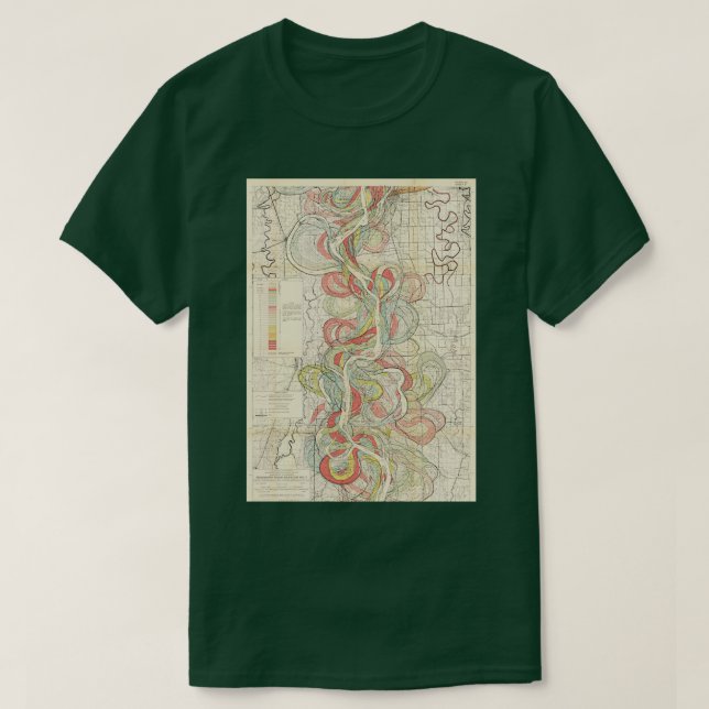 Ancient Kurser Mississippi River Meander Bälte Pla T Shirt (Design framsida)