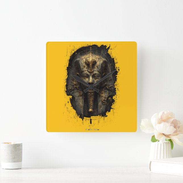 Ancient Malice Egyptian Pharaoh Black Fyrkantig Klocka (Hem)