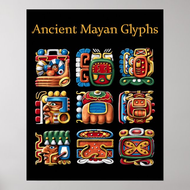 Ancient Mayan Glyphs Poster (Framsidan)