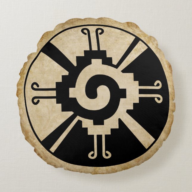 Ancient Mayan Hunab-Ku Rund Kudde (Framsidan)