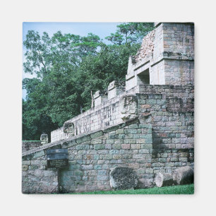 Ancient Mayan Ruins Square Photo Designad Färg Magnet
