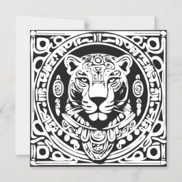 Ancient Mayan Style Jaguar Warrior Tribal Mask Art Magnetisk Inbjudningskort