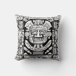 Ancient Mayan Sun God Mask Tribal Art Throw Pillow Kudde