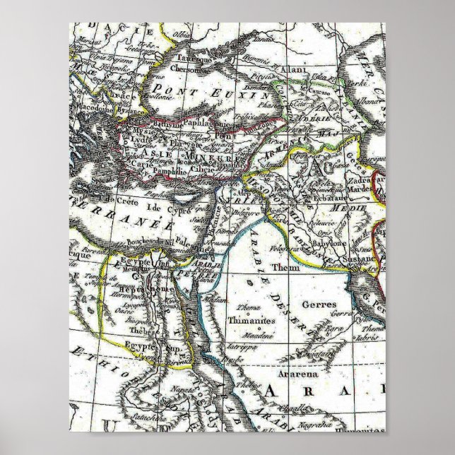 Ancient Mellan östern Karta Poster (Framsidan)