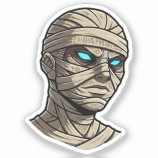 Ancient Mummy Head - Glowing Blue Eyes Vector Art Klistermärken