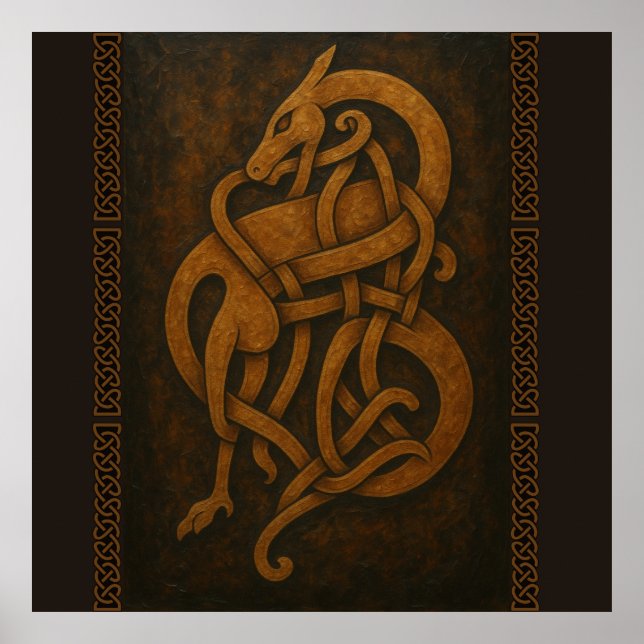 Ancient Norse Dragon - Viking Knotwork Guardian Poster (Framsidan)
