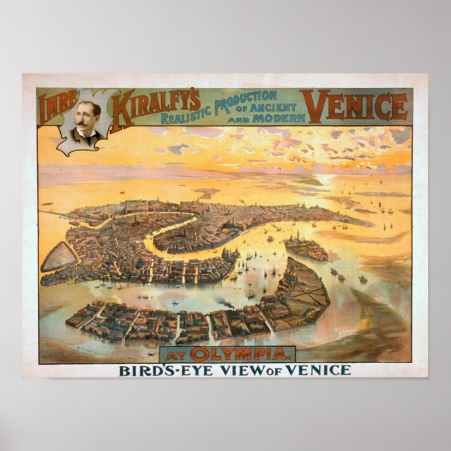 Ancient och modern Venedig i Olympia Aerial View Poster (Framsidan)