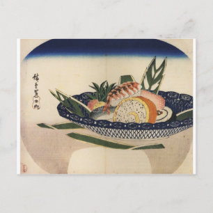 Ancient Painting of a Bowl of Sushi circa 1800's Vykort