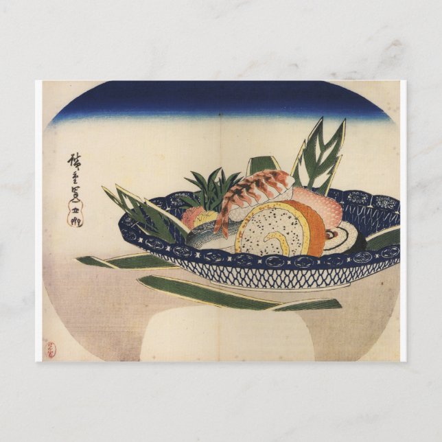 Ancient Painting of a Bowl of Sushi circa 1800's Vykort (Framsida)