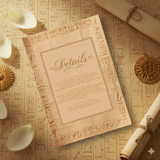 Ancient Papyrus Gold Hieroglyphs Egyptian Wedding Tilläggskort