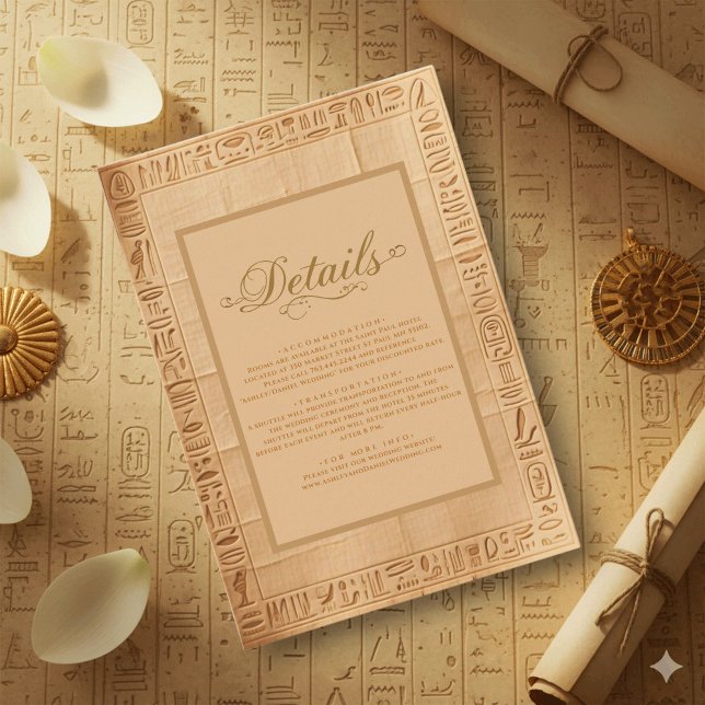 Ancient Papyrus Gold Hieroglyphs Egyptian Wedding Tilläggskort (Skapare uppladdad)