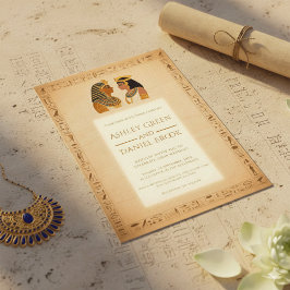 Ancient Papyrus Kung och Queen Egyptian Bröllop Inbjudningar