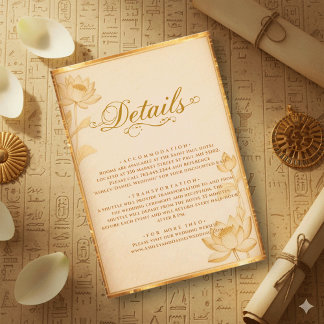 Ancient Papyrus Luxury Gold Lotus Egyptian Wedding Tilläggskort