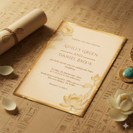 Ancient Papyrus Luxury Guld Lotus Egyptian Bröllop Inbjudningar
