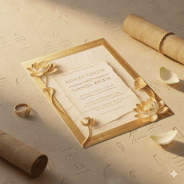 Ancient Papyrus Luxury Guld Lotus Egyptian Bröllop Inbjudningar