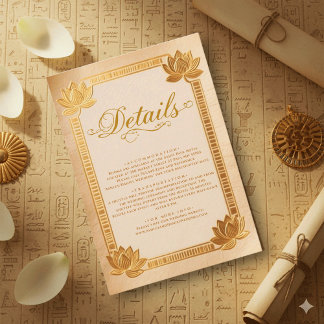 Ancient Papyrus Royal Gold Lotus Egyptian Wedding Tilläggskort