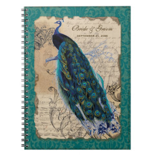 Ancient Peacock Formal Bröllopsfixaren Journal Anteckningsbok Med Spiral