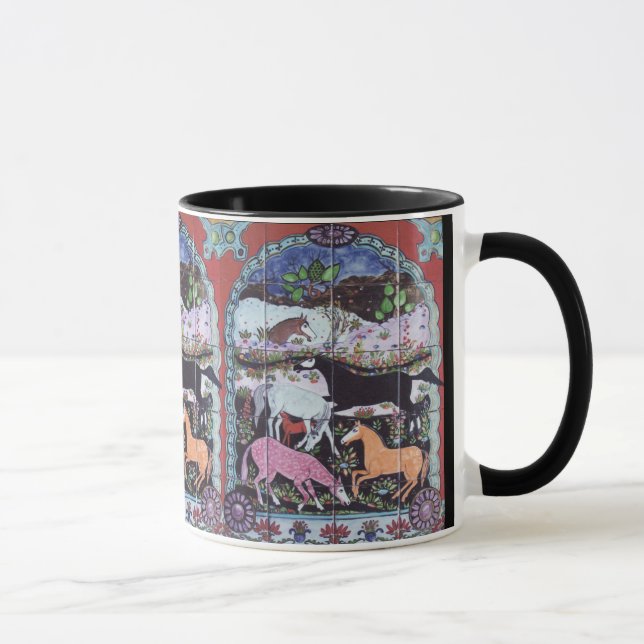 Ancient Persian Horse Design Ornate Colorful Mugg (Höger)