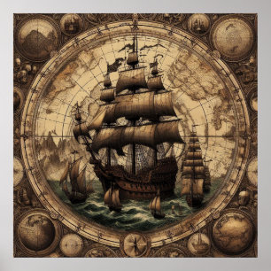 Ancient Pirat Sailing Frakt 1 Poster